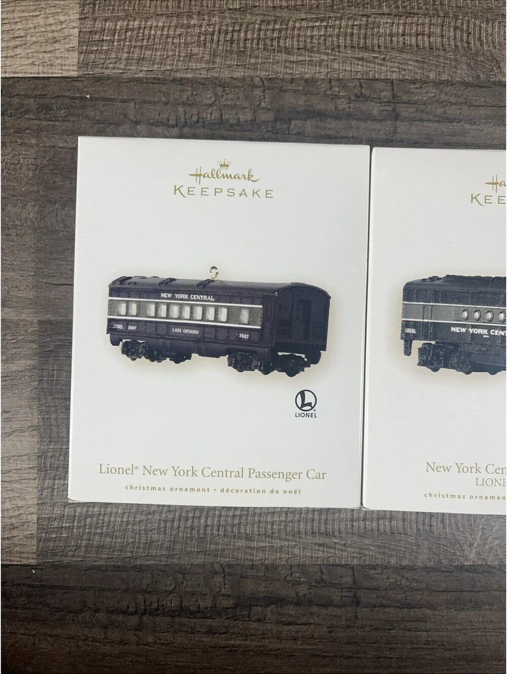 Lot of 3 Hallmark Keepsake Ornaments Lionel NY Central Locomotive/Passenger Cars